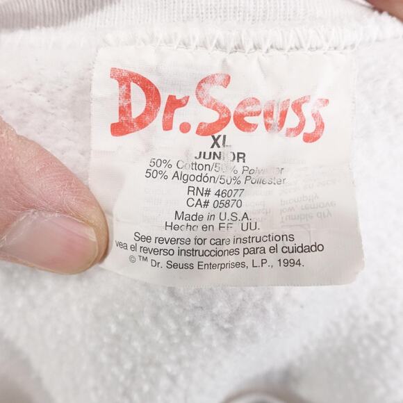 Vintage Grinch Sweatshirt XL White Graphic Dr Seuss Christmas 90s - Picture 11 of 12
